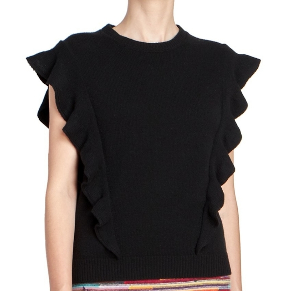 Saks Fifth Avenue Tops - RED Saks Fifth Avenue Black Ruffle Top